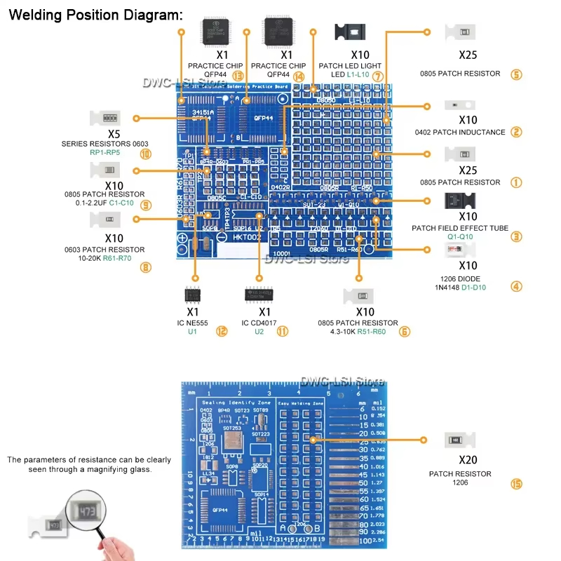 02 Componenti patch Kit scheda - Diy Electronics Workbench recensione e prezzo